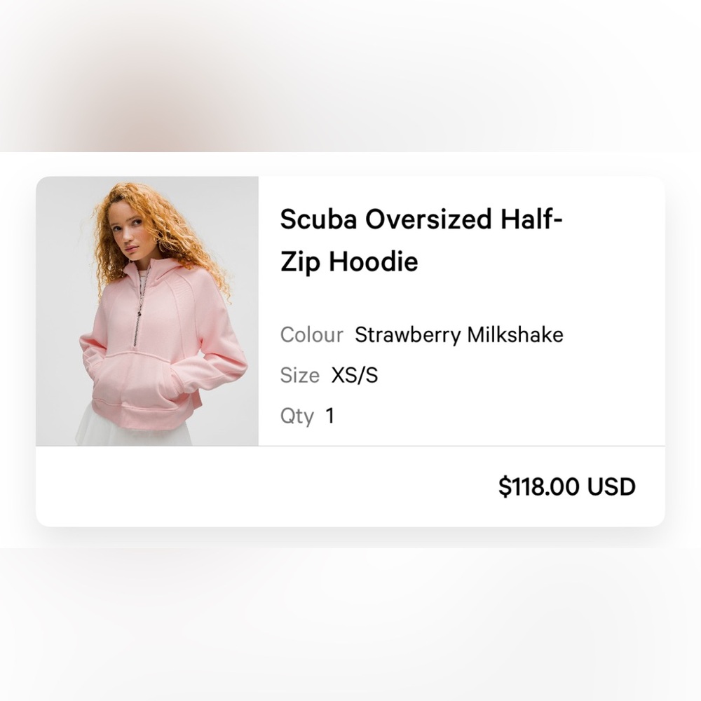 Lululemon Scuba Oversized Half Zip Hoodie in Strawberry Milkshake XS/S